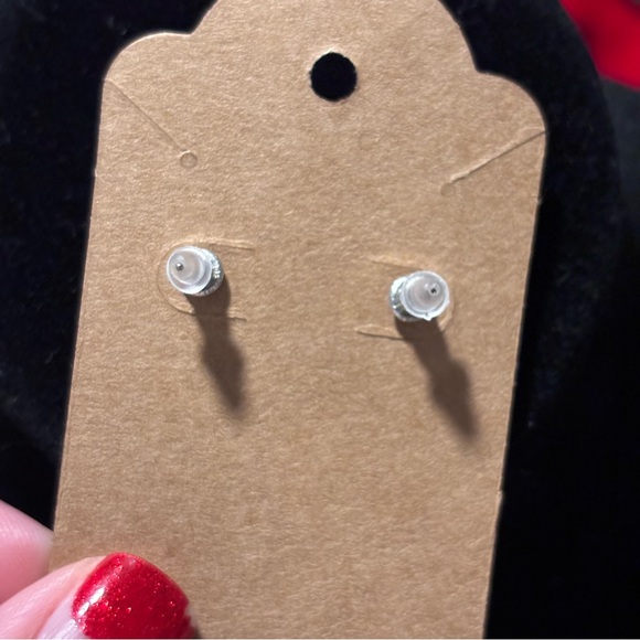 Simplified Cat Face Shape Pink/White Color - Resin Stud Earrings, Cat Mom Gift - Picture 6 of 7